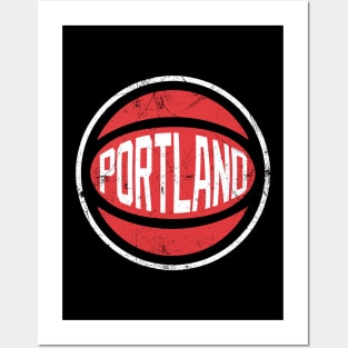 Portland Retro Ball - Black Posters and Art